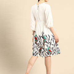 Floral Printed Gathered or Pleated Fit & Flare Dress