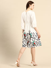 Floral Printed Gathered or Pleated Fit & Flare Dress
