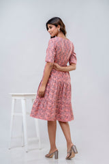 Printed V-Neck Pure Cotton Fit & Flare Dress