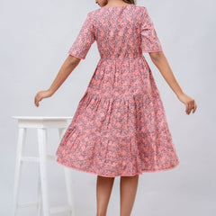 Printed V-Neck Pure Cotton Fit & Flare Dress