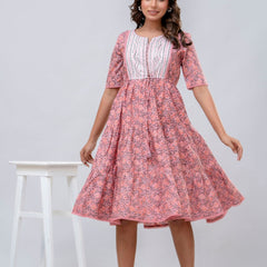 Printed V-Neck Pure Cotton Fit & Flare Dress