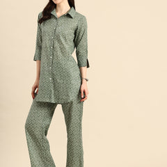 Printed Pure Cotton Shirt With Trouser