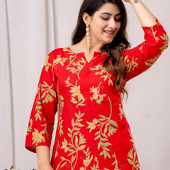 Red Leaf Printed Co-Ord Set