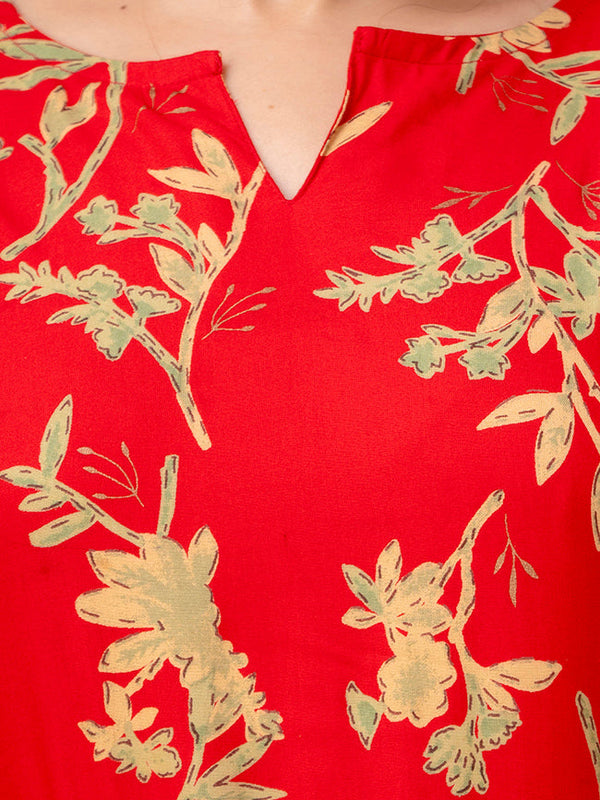 Red Leaf Printed Co-Ord Set