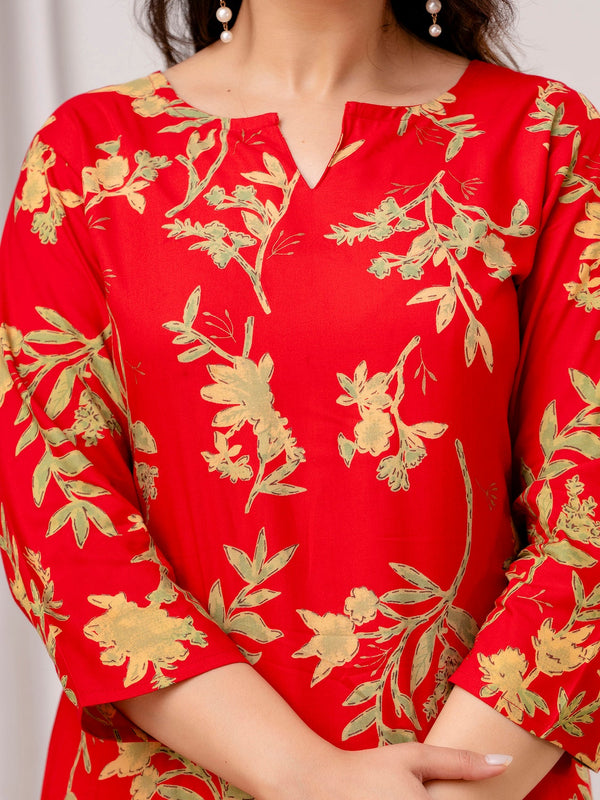 Red Leaf Printed Co-Ord Set