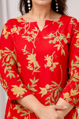 Red Printed Top With Palazzo Co-ord Set