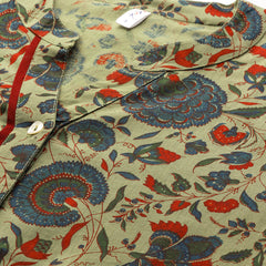 Floral Print Mandarin Collar Cotton Top