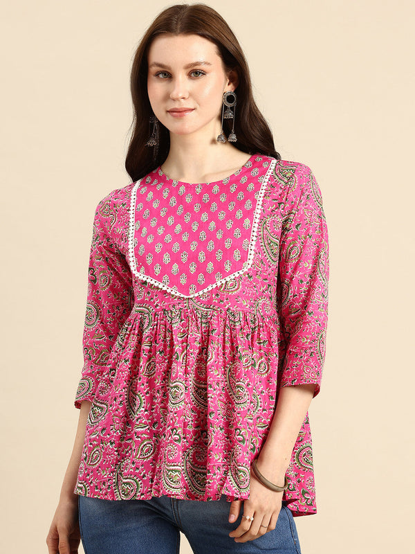 Pink regular peplum top