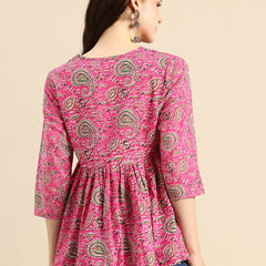 Pink regular peplum top
