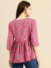 Pink regular peplum top