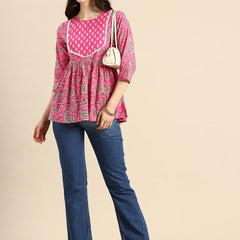 Pink regular peplum top