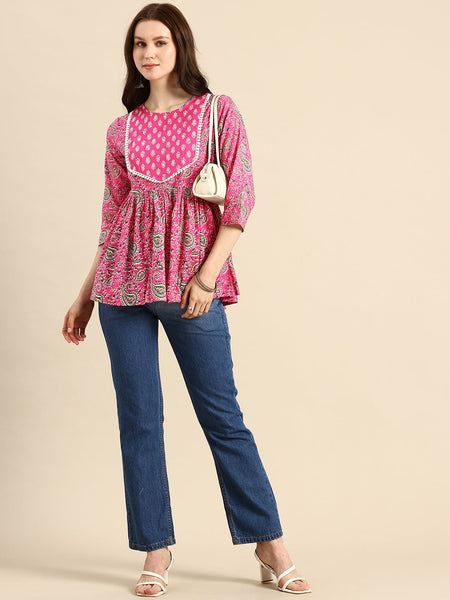 Pink regular peplum top