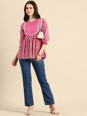 Pink regular peplum top