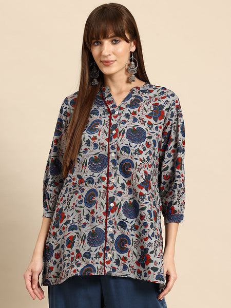 Blue regular a-line top