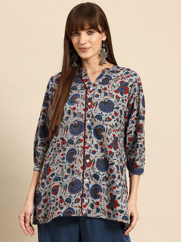 Blue regular a-line top