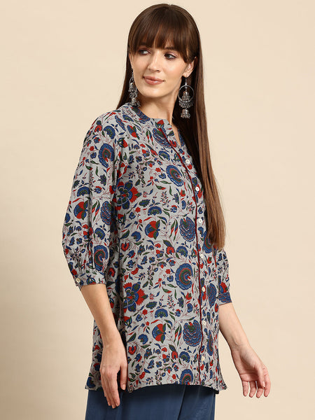 Blue regular a-line top