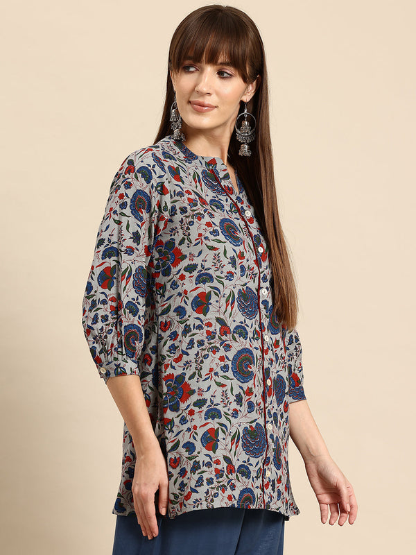 Blue regular a-line top