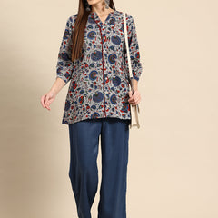 Blue regular a-line top