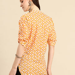 Yellow and white longline regular top