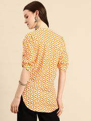 Yellow and white longline regular top