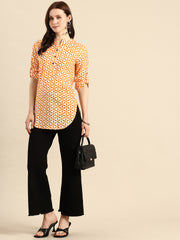 Yellow and white longline regular top