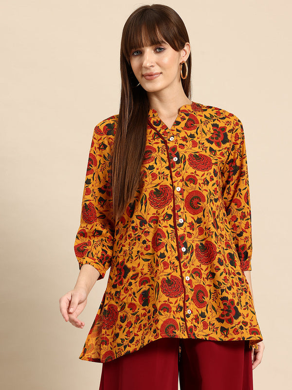 Orange regular a-line top