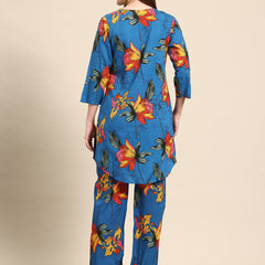 Blue Floral Printed Co-ord Set