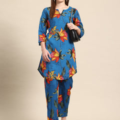 Blue Floral Printed Co-ord Set