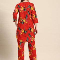 Red Floral Printed Co-ord Set