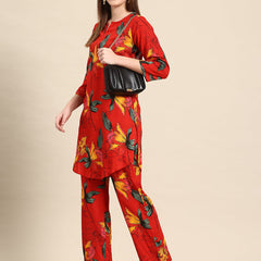 Red Floral Printed Co-ord Set