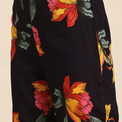 Black Floral Printed Tunic With Trouser Co-ord Set