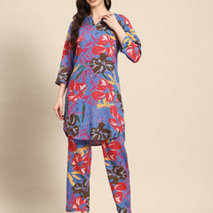 Multicolored Floral Printed Tunic With Trousers