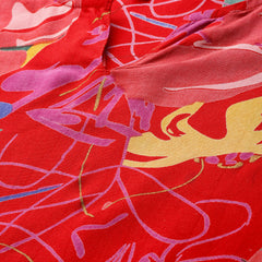 Red Floral Printed Tunic With Trousers