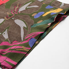 Green & Brown Floral Printed Tunic With Trousers