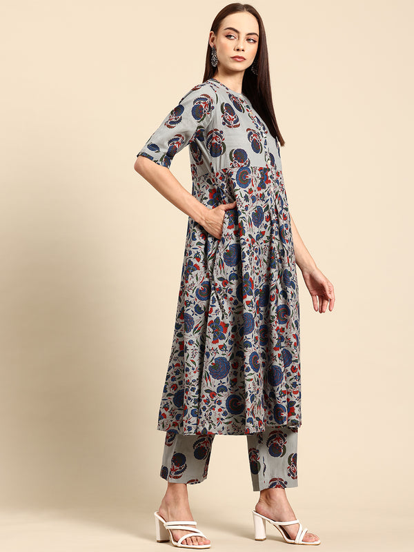 Women's Floral Printed Cotton Kurta Set
