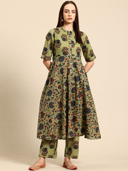 Women's Floral Printed Cotton Kurta Set