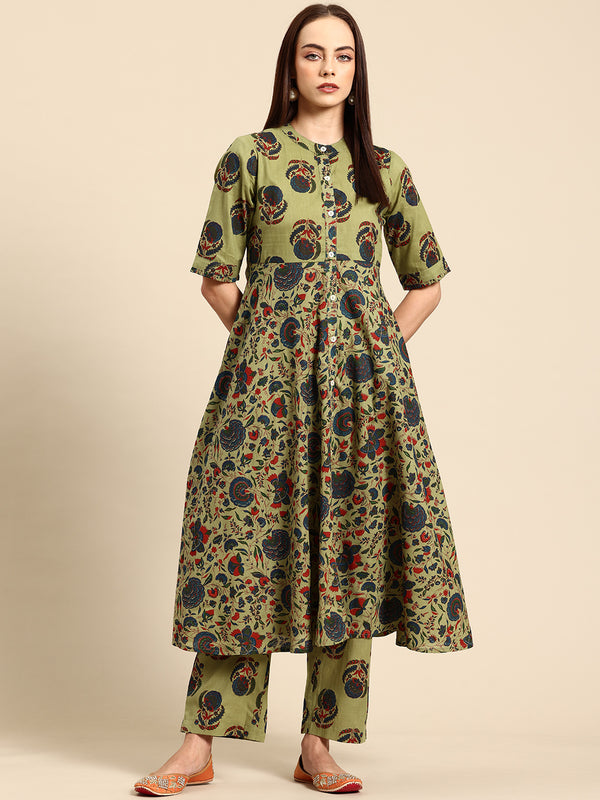 Women's Floral Printed Cotton Kurta Set