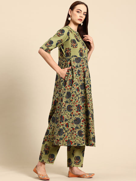 Women's Floral Printed Cotton Kurta Set