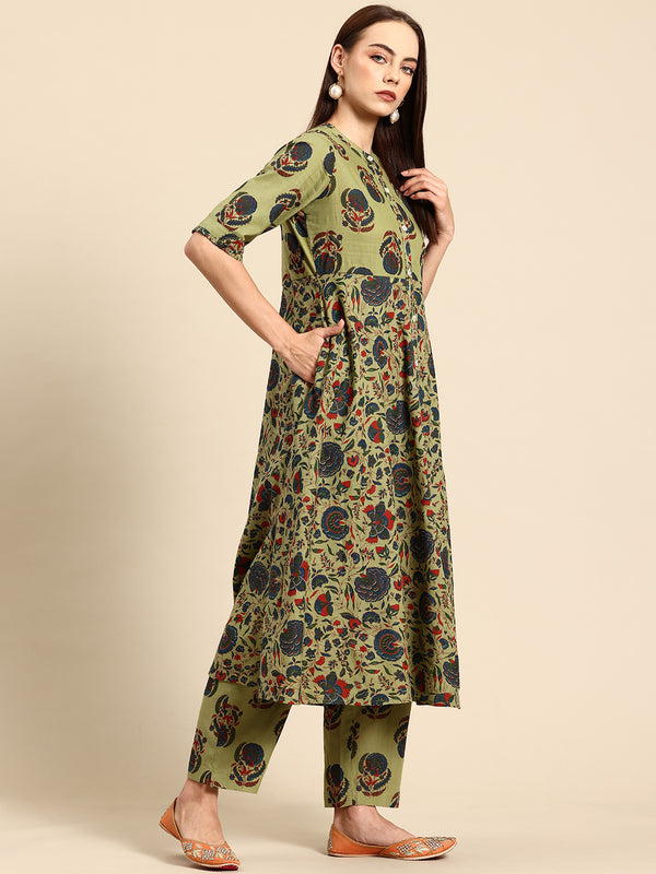 Women's Floral Printed Cotton Kurta Set