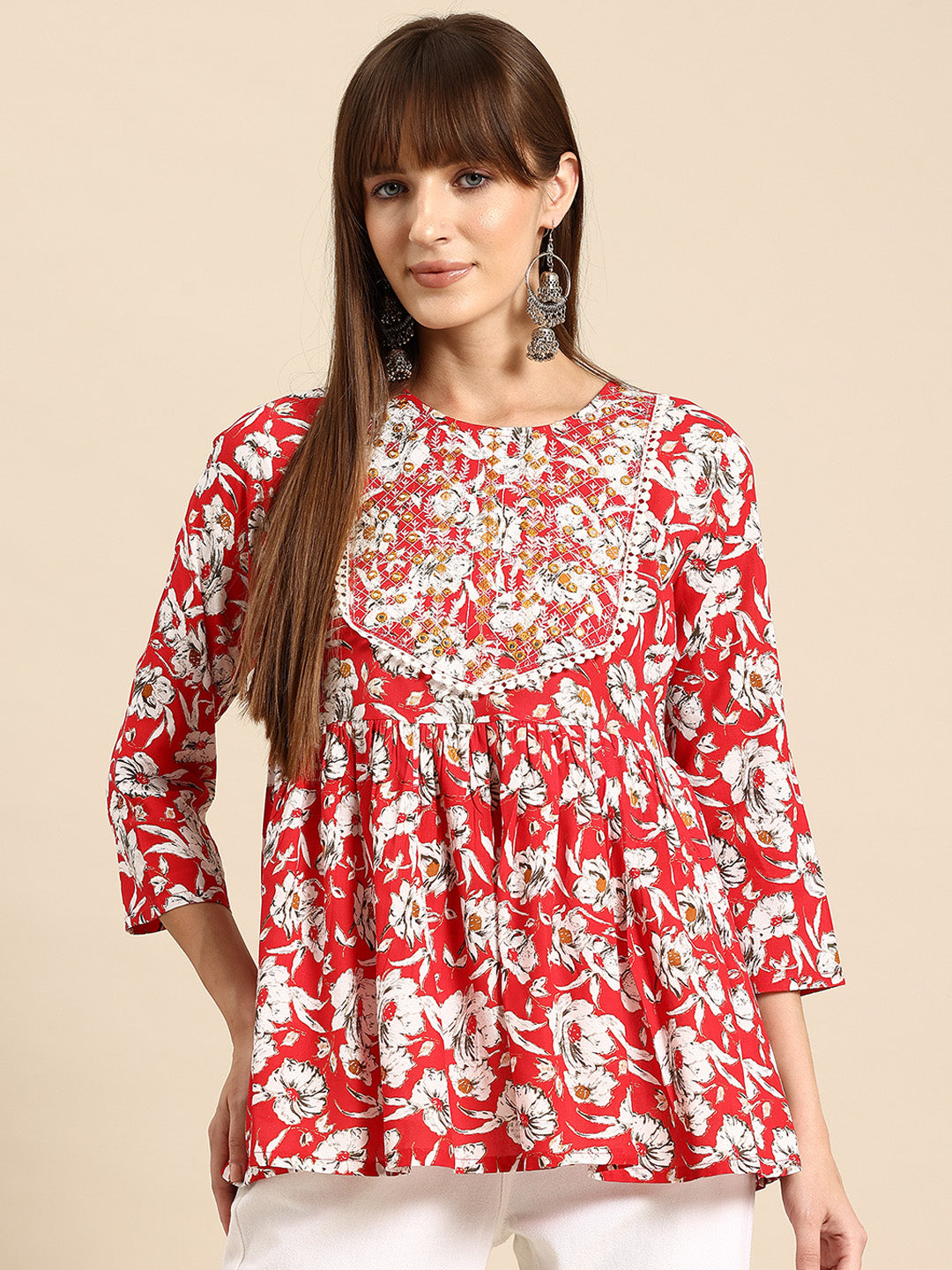 Floral Print Peplum Top