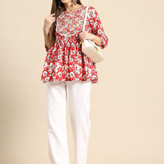 Floral Print Peplum Top