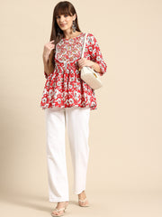 Floral Print Peplum Top