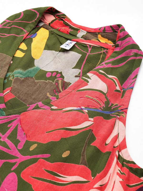 Floral Print Peplum Longline Top