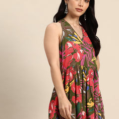 Floral Print Peplum Longline Top