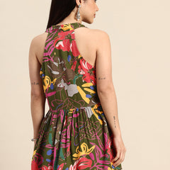 Floral Print Peplum Longline Top