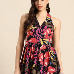 Floral Print Peplum Longline Top