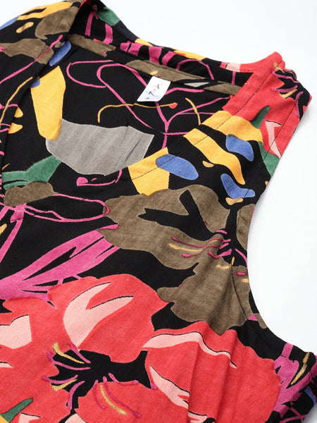 Floral Print Peplum Longline Top