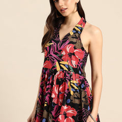 Floral Print Peplum Longline Top