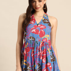 Floral Print Peplum Longline Top