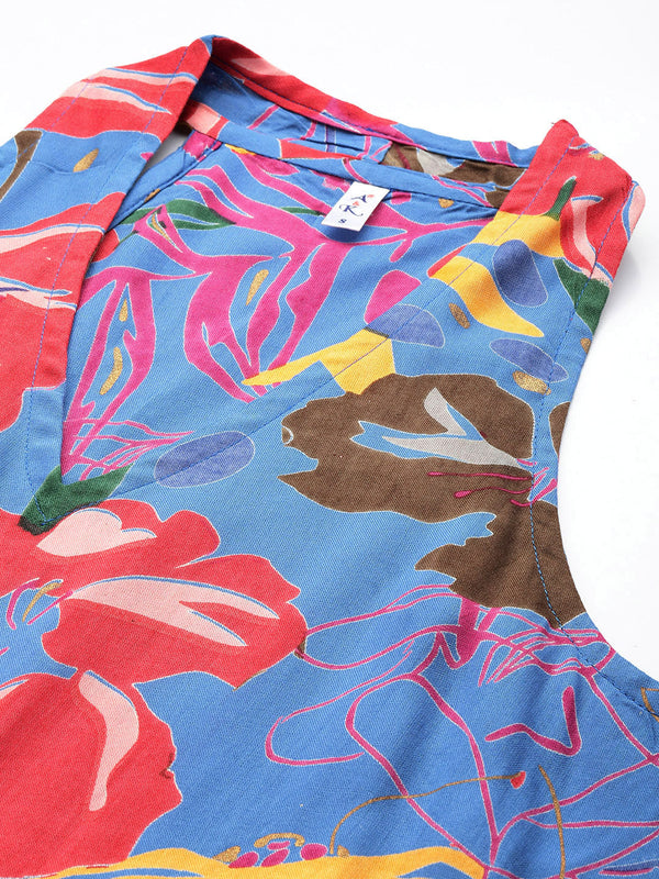 Floral Print Peplum Longline Top